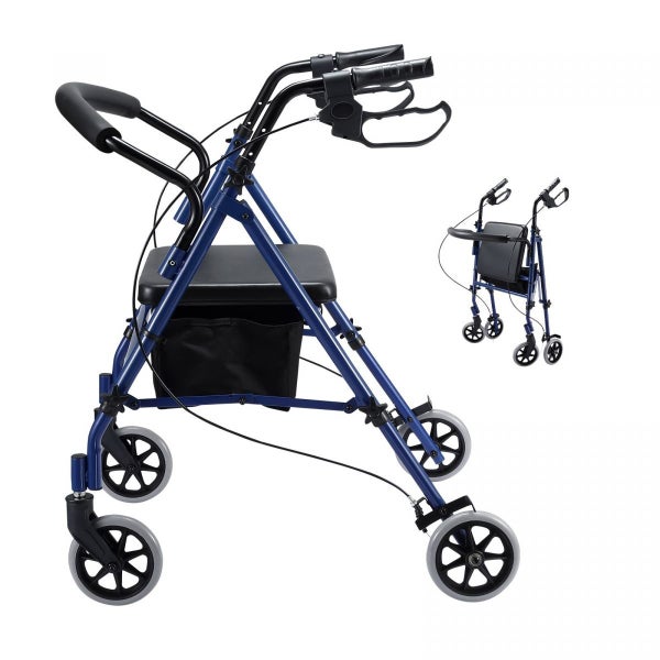 4 Wheel Rollator Walker Trolley Medical Rolling Walking Carousel 16