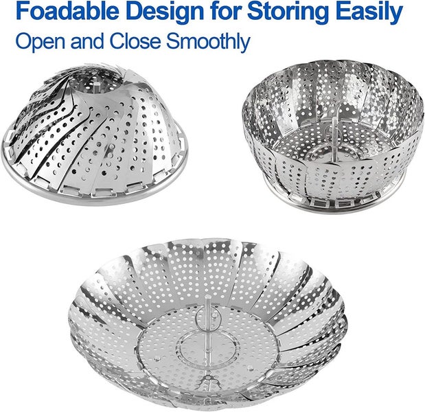 Vegetable Steamer Basket Stainless Steel Veggie Steamer Basket Foldable Carousel 8
