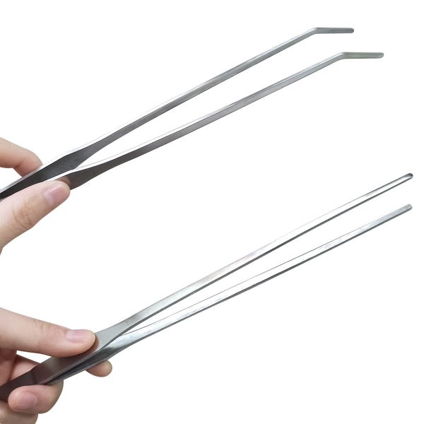 2 Pcs Feeding Tongs,Aquarium Tweezers Stainless Steel Straight and Curved Tweeze Carousel 11