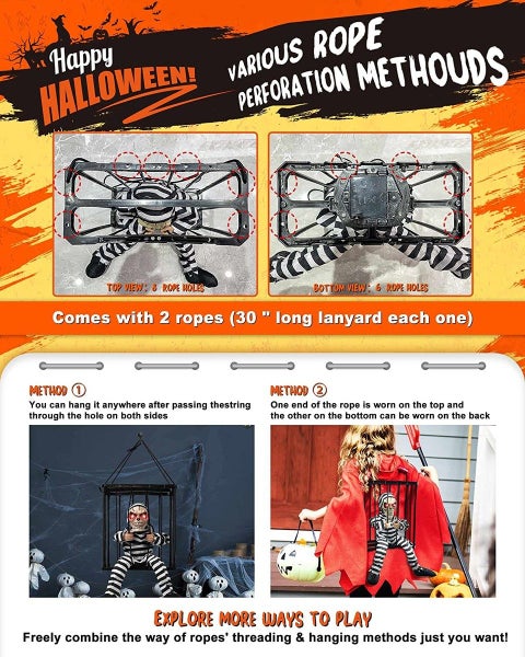 Hanging Ghosts Halloween Decor,Yelling Scary Animated Halloween Decorations Carousel 11