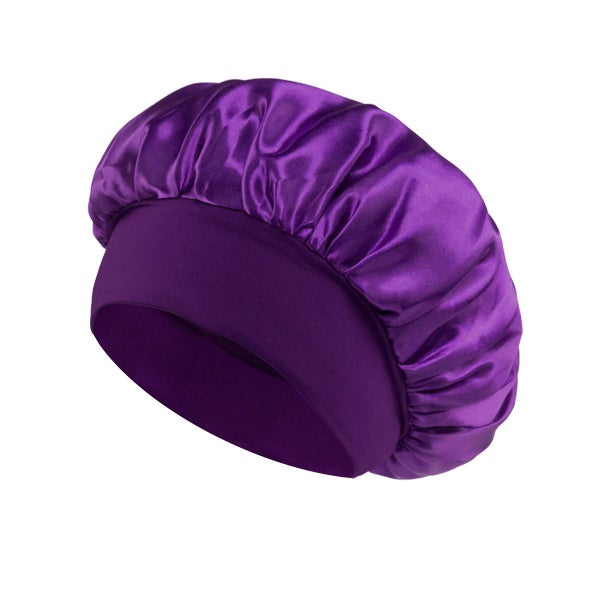 Solid Color Shower Cap Women Satin Wide-Brimmed Bath Cap Reusable Shower Cap Carousel 2