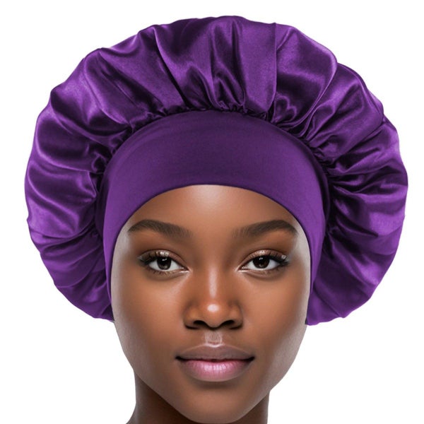 Solid Color Shower Cap Women Satin Wide-Brimmed Bath Cap Reusable Shower Cap Carousel 9