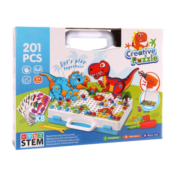 Dinosaur Toys Building Block Games Set with Toy Drill Screwdriver Tool Set Carousel 16