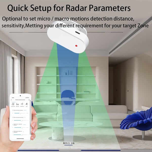 MmWave Human Presence Sensor,Tuya WiFi Millimeter Radar Wave Presence Detector Carousel 9