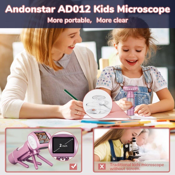 Portable Microscope LCD with 8G SD Card,Windows PC Compatible,Stem Educational T Carousel 2