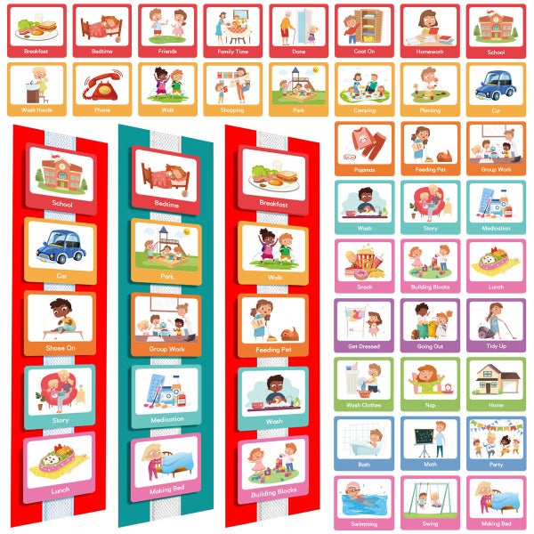 60 Pieces Visual Schedule Cards Daily Routine Cards Home Chore Chart Autism Lear Carousel 6