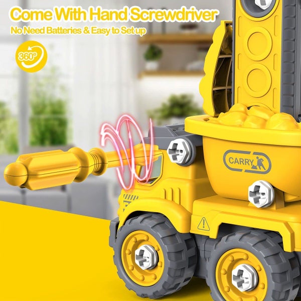 5 in 1 Construction Robot Kids STEM Toys Vehicles Christmas Birthday Gifts Build Carousel 2