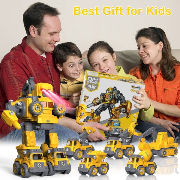 5 in 1 Construction Robot Kids STEM Toys Vehicles Carousel 9