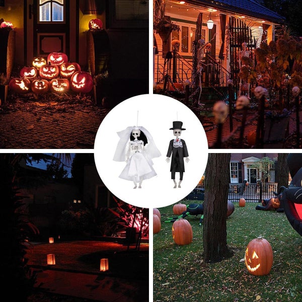 Poseable Hanging Skeleton Bride and Groom Halloween Decorations for Themed Parti Carousel 7
