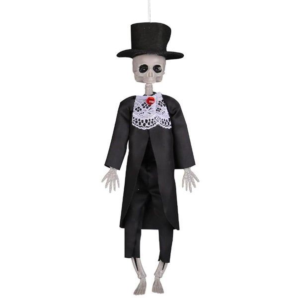 Poseable Hanging Skeleton Bride and Groom Halloween Decorations for Themed Parti Carousel 2