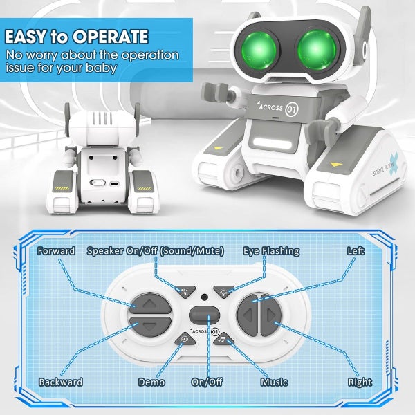 Robot Toys Remote Control Toy Robots for Kids with LED Eyes Flexible Head & Arms Carousel 6