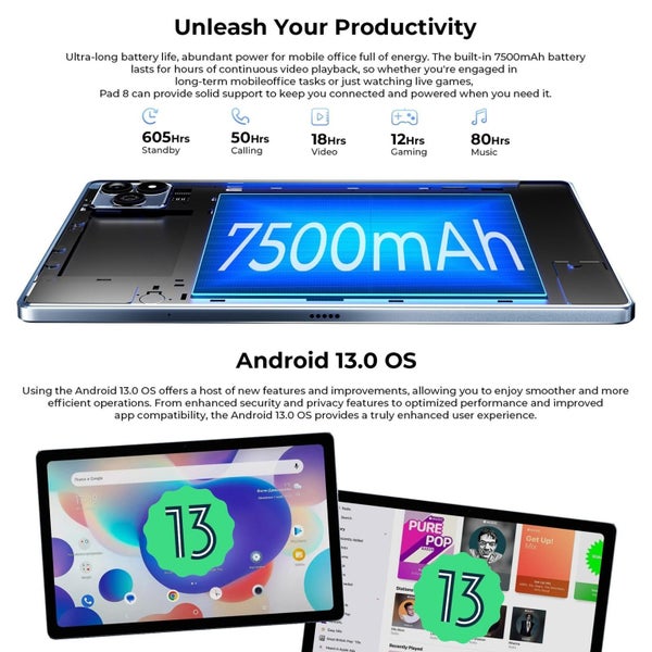 10.4 8Gb 256Gb Tablet Pc 4G Dual Sim Wifi Bt Android 13 Global Version Carousel 12
