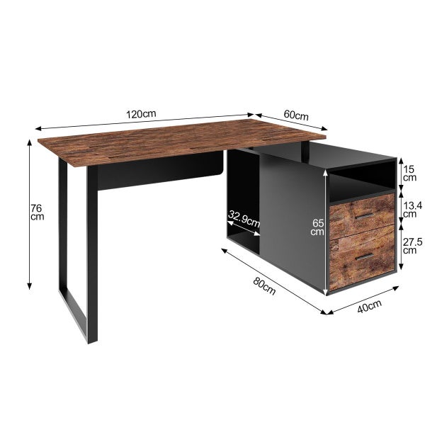 Computer Office Desk Bookcase Laptop Study Writing Table Bookshelf Workstation Carousel 2