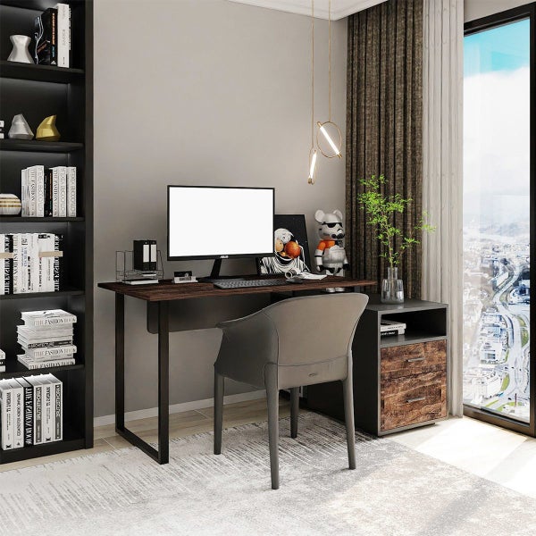 Computer Office Desk Bookcase Laptop Study Writing Table Bookshelf Workstation Carousel 11