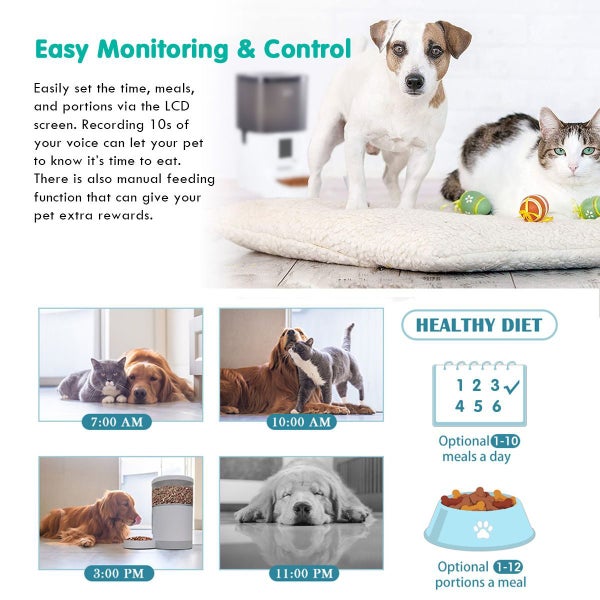 Auto Pet Feeder,Dog Cat Feeder Wi-Fi Carousel 15