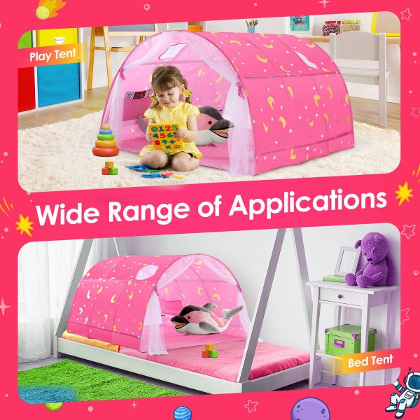 Playhouse Tent Portable Stars Bed Kids Play Game House Cottage DIY Sleeping Carousel 2