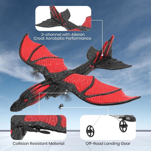 RC Plane,2.4GHz Remote Control Dragon Plane Toys,2CH 6-axis Gyro Stabilizer RTF Carousel 17