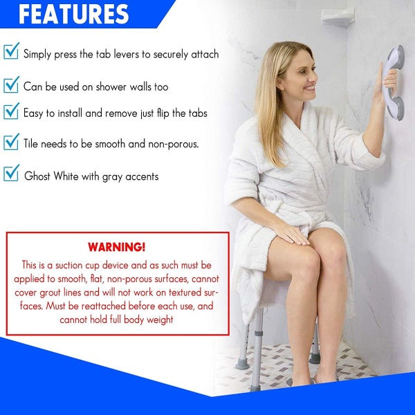 2PCS Shower Handle Grab Bathroom Safety Grip Bars Carousel 16