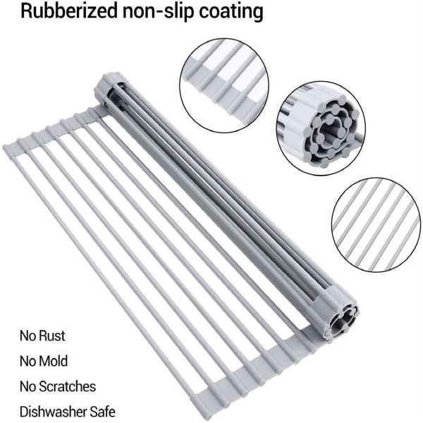 Dish Drying Drainer Rack Over Sink Roll up Carousel 2