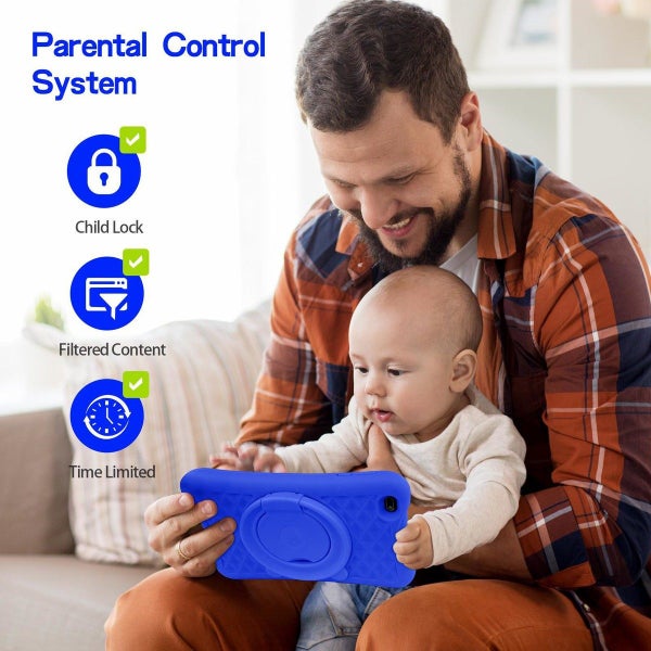 8 Inch Kids Tablet,Quad Core Android Tablet 64GB WiFi Bluetooth Tablet,Blue Carousel 7