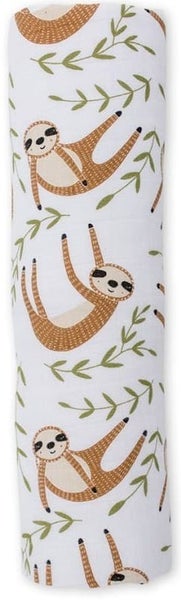 Lulujo: Muslin Cotton Swaddle - Sloth Carousel 2