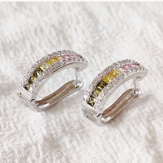 18K White-Gold Crystal Huggie Earrings "Justine" Carousel 2
