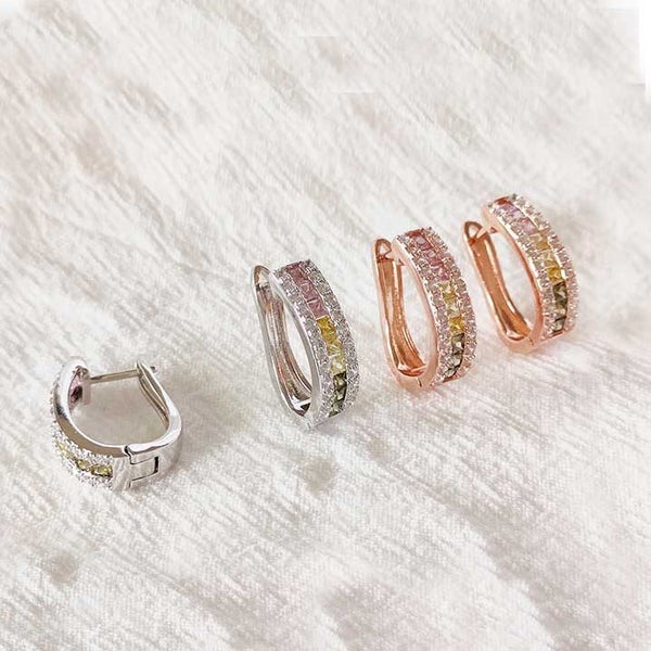 18K White-Gold Crystal Huggie Earrings "Justine" Carousel 5