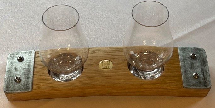 oak wine barrel stave WHISKEY FLITE for 2 GLENCAIRN GLASSES (oak look, satin) Carousel 1