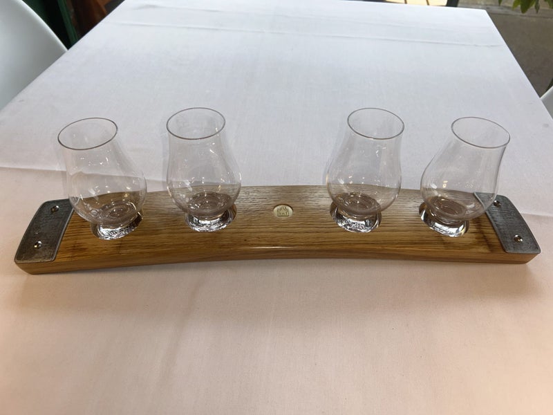 oak wine barrel stave WHISKEY FLITE for 4 GLENCAIRN GLASSES (oak look, satin) Carousel 1