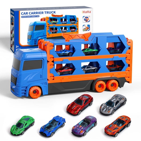 Die-Cast Transport Truck Car Toys 61Inch Race Track Carousel 12