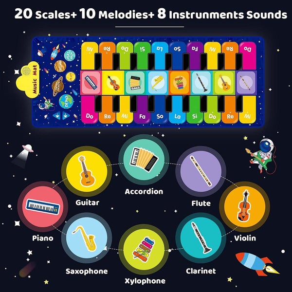 Piano Mat Music Dance Playmat Keyboard Mat Carousel 7