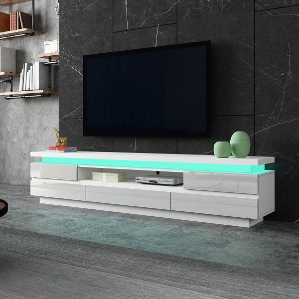TV Cabinet LED 5 Drawers White Carousel 2