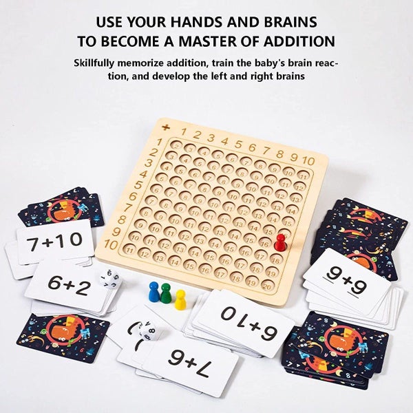 Wooden Math Hundred Board Game Montessori Educational Wooden Math Blocks Board Carousel 9