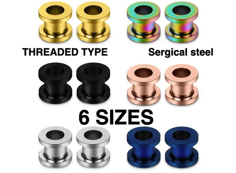 Z68 Tunnel Ear Plug Earring SS > 6 sizes > NZ Stock > CLEARANCE SALE > 6 colours Carousel 1