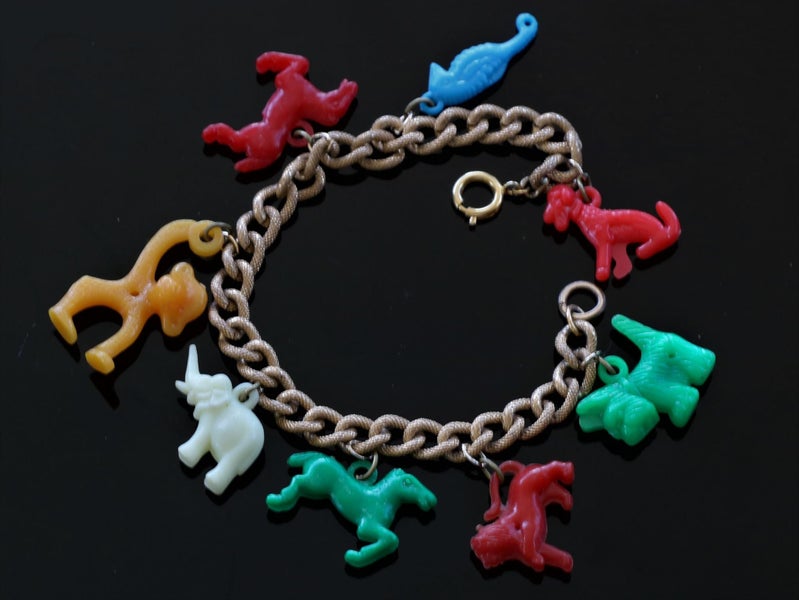 Collection1961 Vintage Tip-Top toy Charms Bracelet early plastic Carousel 1