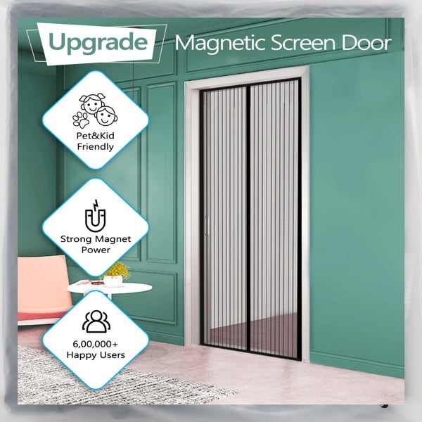 Magnetic Screen Curtain Door Anti Mosquito Fly Bug Mesh Insect 120x220cm Carousel 7