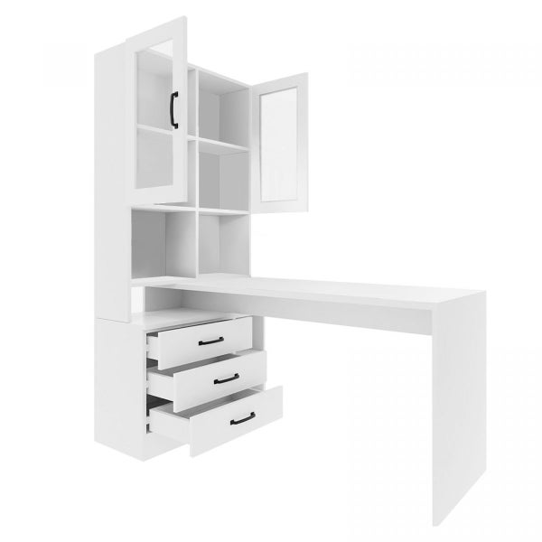 Computer Desk Bookcase Office Study Writing Laptop Table Shelving White Carousel 14