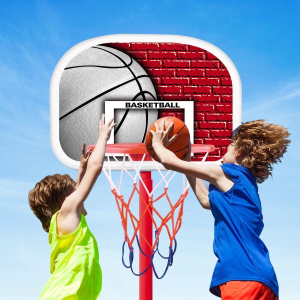1.6m Kids Portable Basketball Hoop Stand System w/Adjustable Height Carousel 2