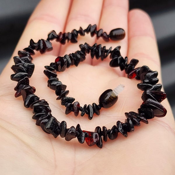 Amber Teething Necklace - Polished Cherry Chip Carousel 2