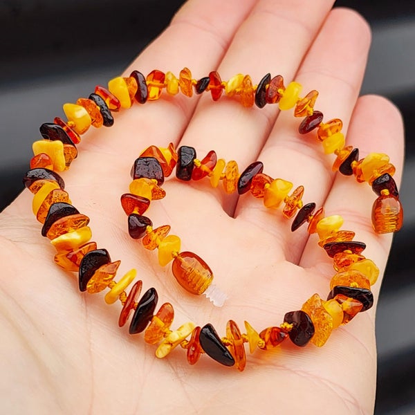 Amber Teething Necklace - Mixed Polished Chip Carousel 1