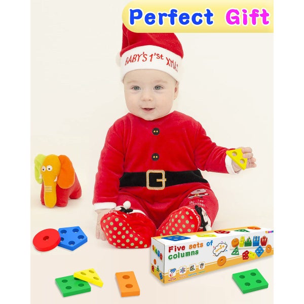 Montessori Toys for Age3+ Boys Girls,Wooden Sorting Stacking Toys for Todd Carousel 12