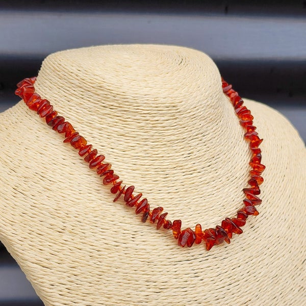 Amber Teething Necklace - Polished Cognac Chip Carousel 7