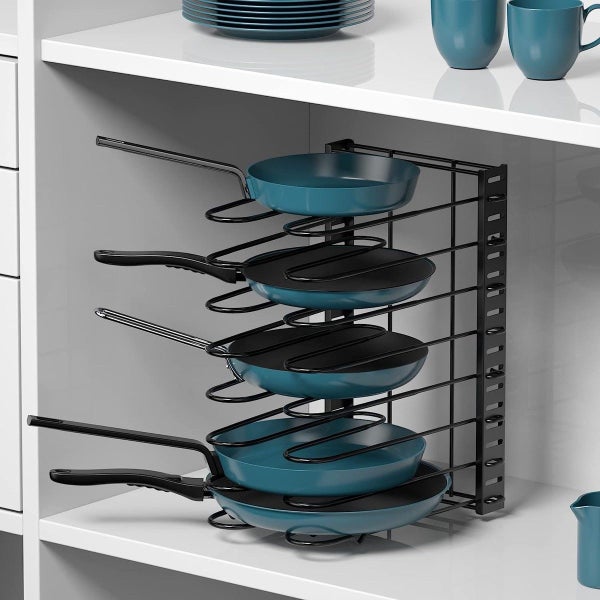 Pots and Pans Organizer for Cabinet, 8 Tier Pot Rack with 3 DIY Methods, Adjusta Carousel 12