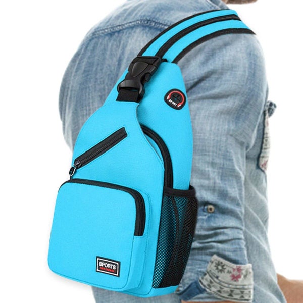 Crossbody Sling Backpacks Sling Bag for Men Women Hiking Daypack with Earphone H Carousel 2