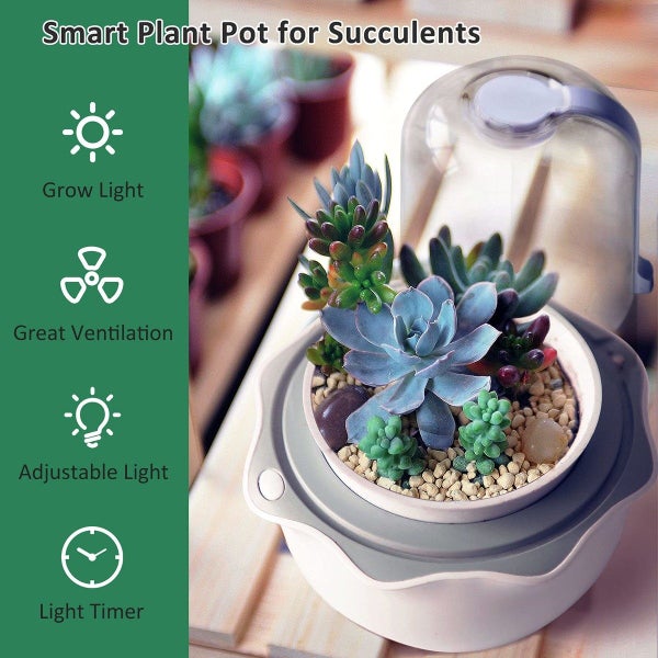 Succulent Pots with LED Grow Light,Smart Succulent Planters with Timer and Venti Carousel 2