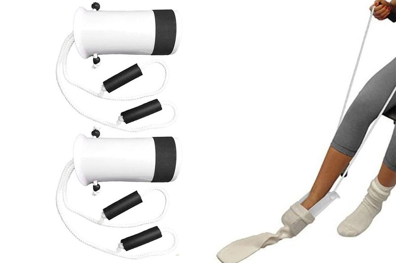 2Pcs Sock Aid Sock Helper Puller Easy On And Off Stocking Slider Pulling Assists Carousel 1