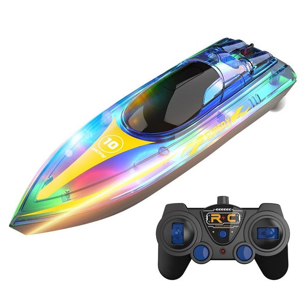 Toy Kids RC Boats with LED Light 2.4GHz 15KM/H Speed Racing Remote Control Ship Carousel 1