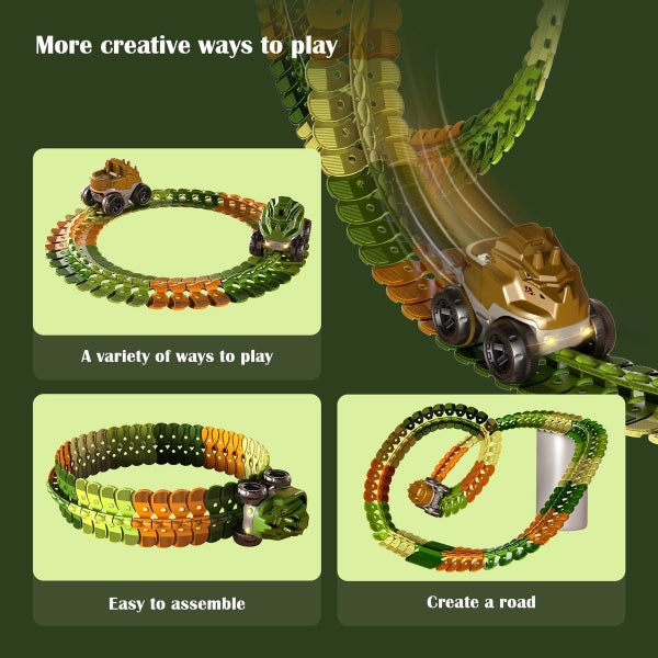 Race Car Tracks with LED Lights Race Car Dinosaur Carousel 2