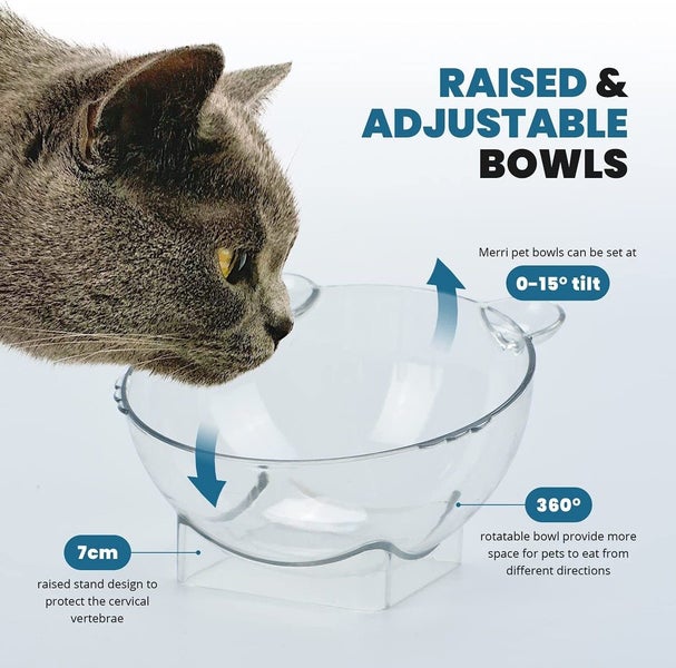 Cat Bowls for Food and Water Set, 3 Bowls Including Gravity Water Bowl Carousel 8