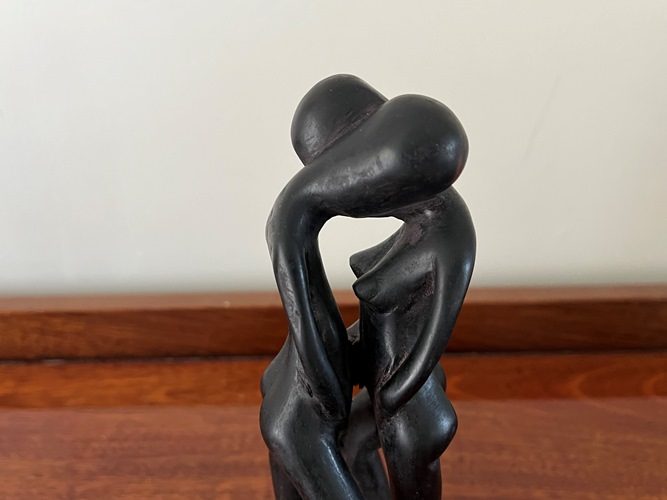 Vintage Hand Carved Romantic Couple Wood Sculpture Carousel 2